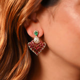 Colorstone Mermaid Polki Diamond Earrings