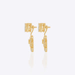 14K gold starburst-design jacket earrings set with Polki diamonds.