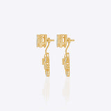 14K gold starburst-design jacket earrings set with Polki diamonds.