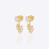 14K gold starburst-design jacket earrings set with Polki diamonds.