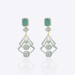 14K gold earrings with a geometric, fluid design