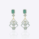 14K gold earrings with a geometric, fluid design