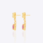 14K gold Pink Precision Earrings with Polki diamonds and a pink gemstone drop.
