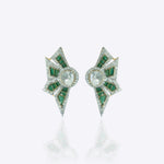 14K gold half-floral earrings with a two-tone finish.