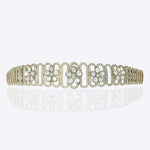 14K gold choker with delicate floral motif in a sleek oval design