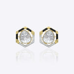 Ringlet Polki Studs in 14K gold with an oval polki and gold halo