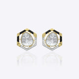 Ringlet Polki Studs in 14K gold with an oval polki and gold halo