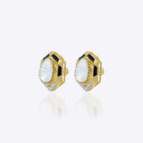 Ringlet Polki Studs in 14K gold with an oval polki and gold halo