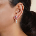 14k gold jacket earrings with Polki and diamonds, wearable as studs or full jackets.