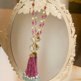 Tourmaline Tassel Polki Diamond Chain Necklace