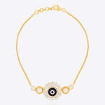 14k gold bracelet with an Evil Eye motif in Polki and diamonds