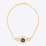 14k gold bracelet with an Evil Eye motif in Polki and diamonds