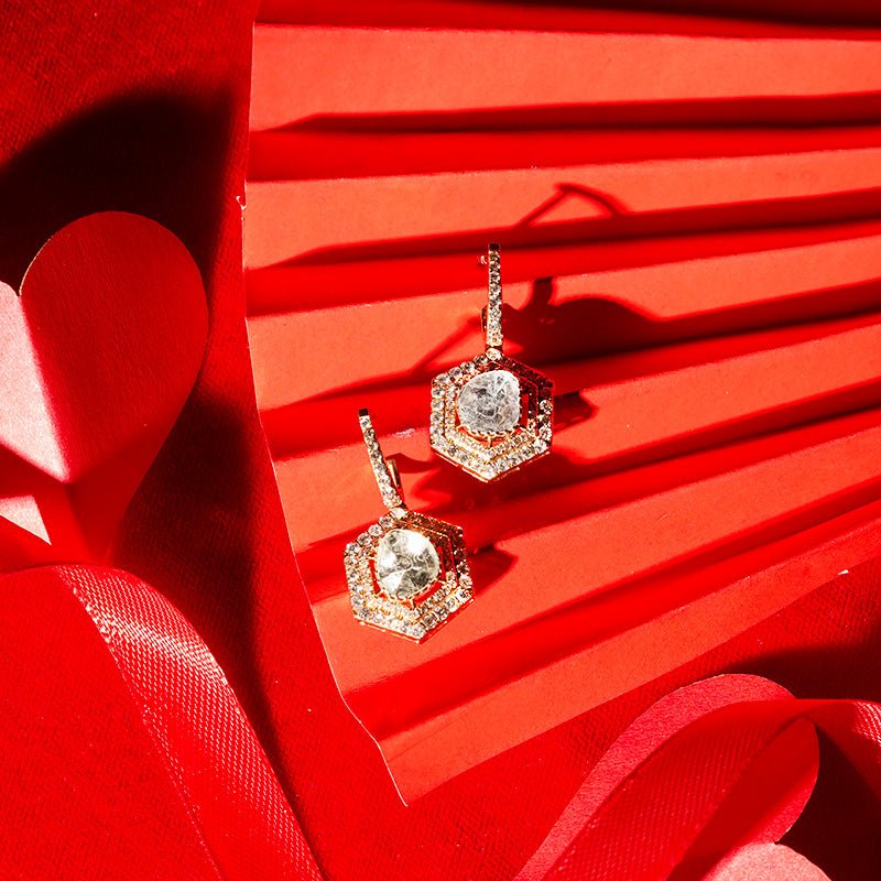 Side face of model featuring vintage Polki earrings with Meenakari accents.
