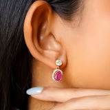 Cherry Claret Polki Diamond Earrings