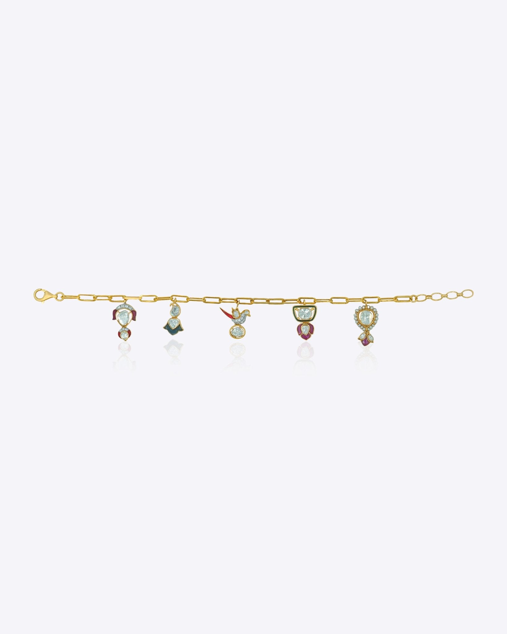 Whimsy in Bloom Bracelet in 18k gold with nature-inspired charm motifs.