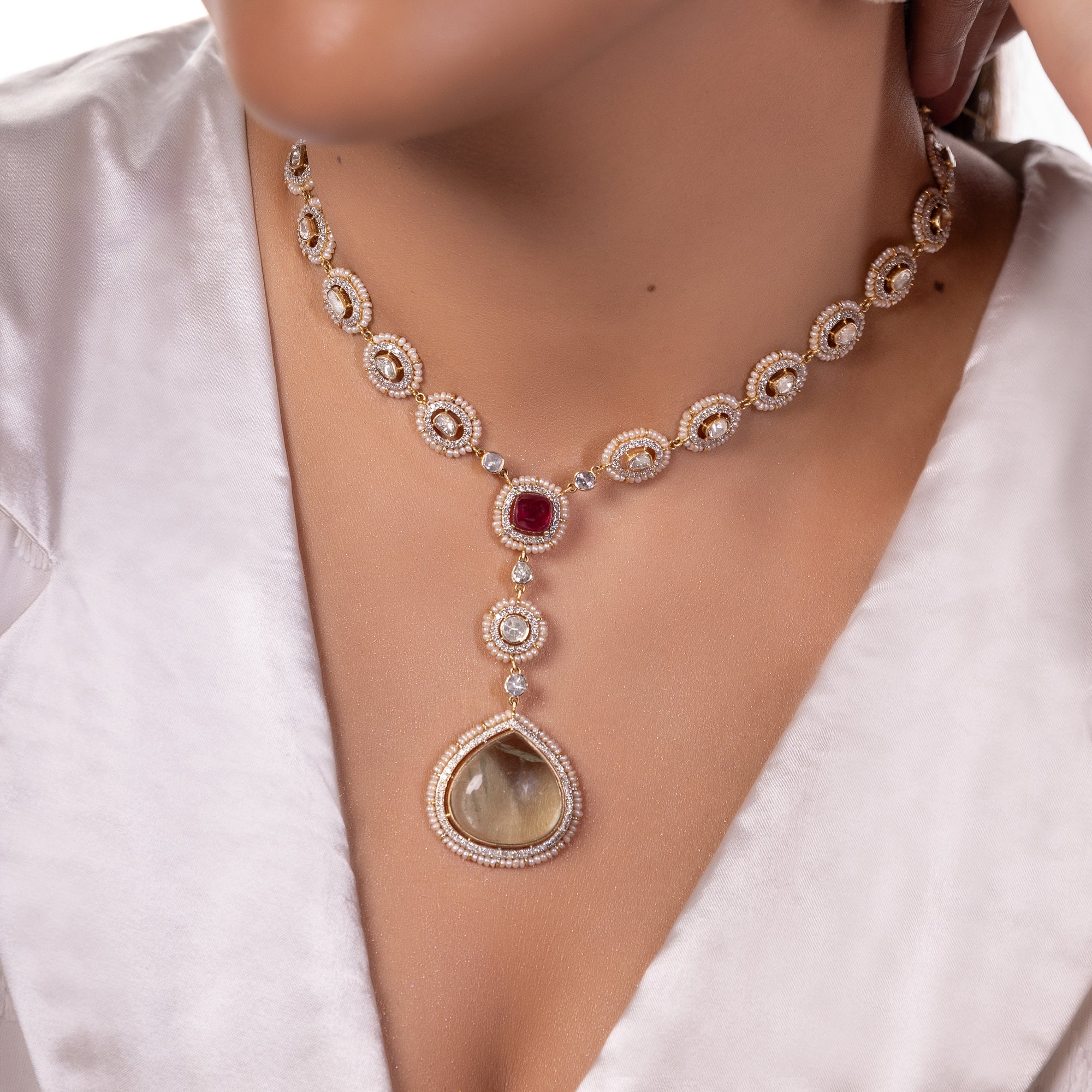 Buy Love Fusion Polki Diamond Pendant Online | Polki Stories