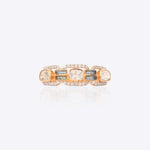 14K gold ring with Polki diamonds and blue accent detailing.