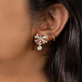 14kt gold bow-inspired drop earrings with delicate design