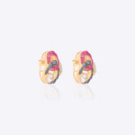 14K gold hooked earrings with Polki stones and talaf detailing