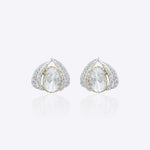 14k gold earrings with an oval Polki centerpiece