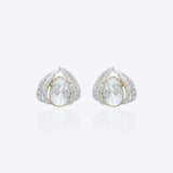 14k gold earrings with an oval Polki centerpiece