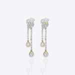 14K gold earrings with sleek diamond accents, regal design