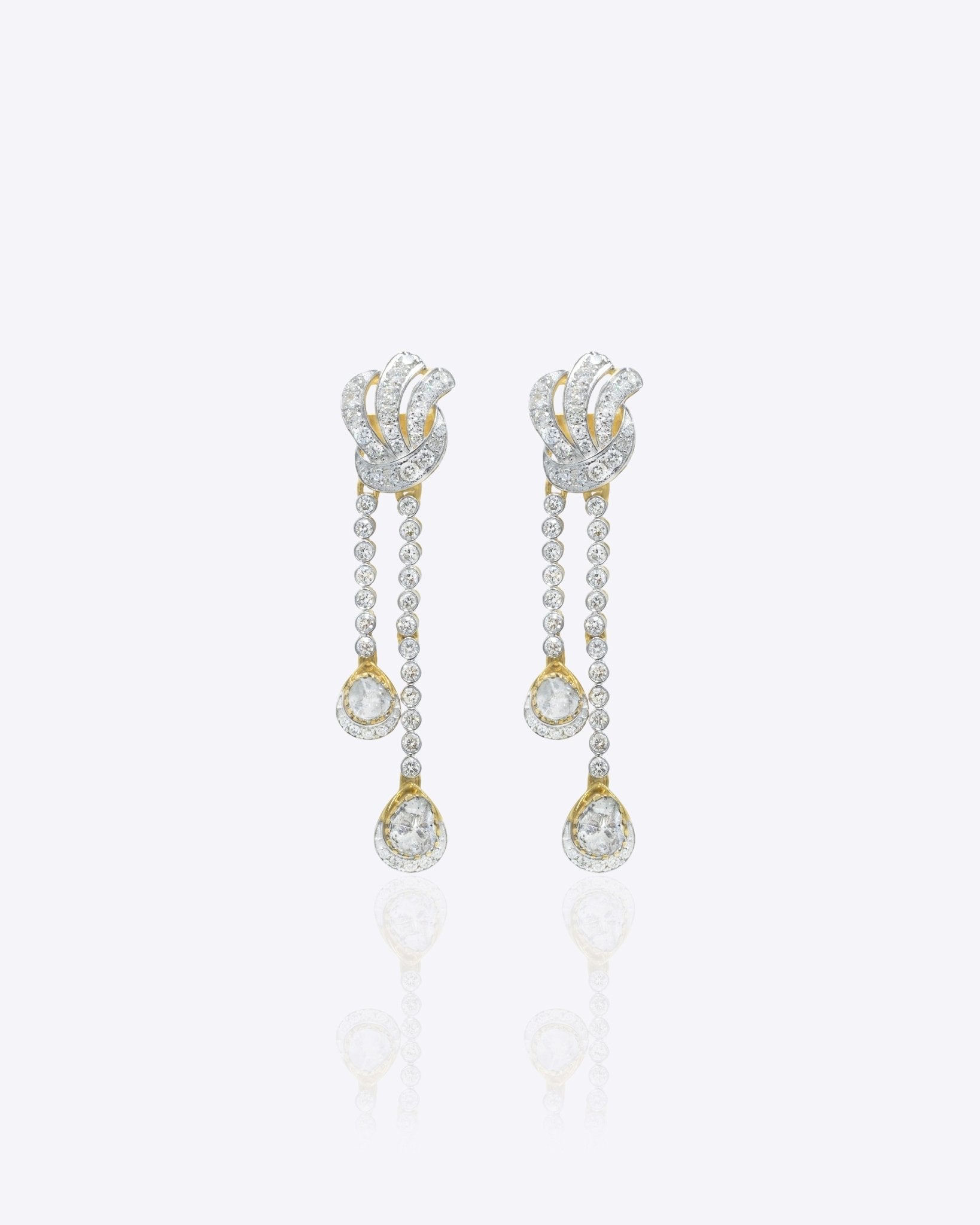 14K gold earrings with sleek diamond accents, regal design