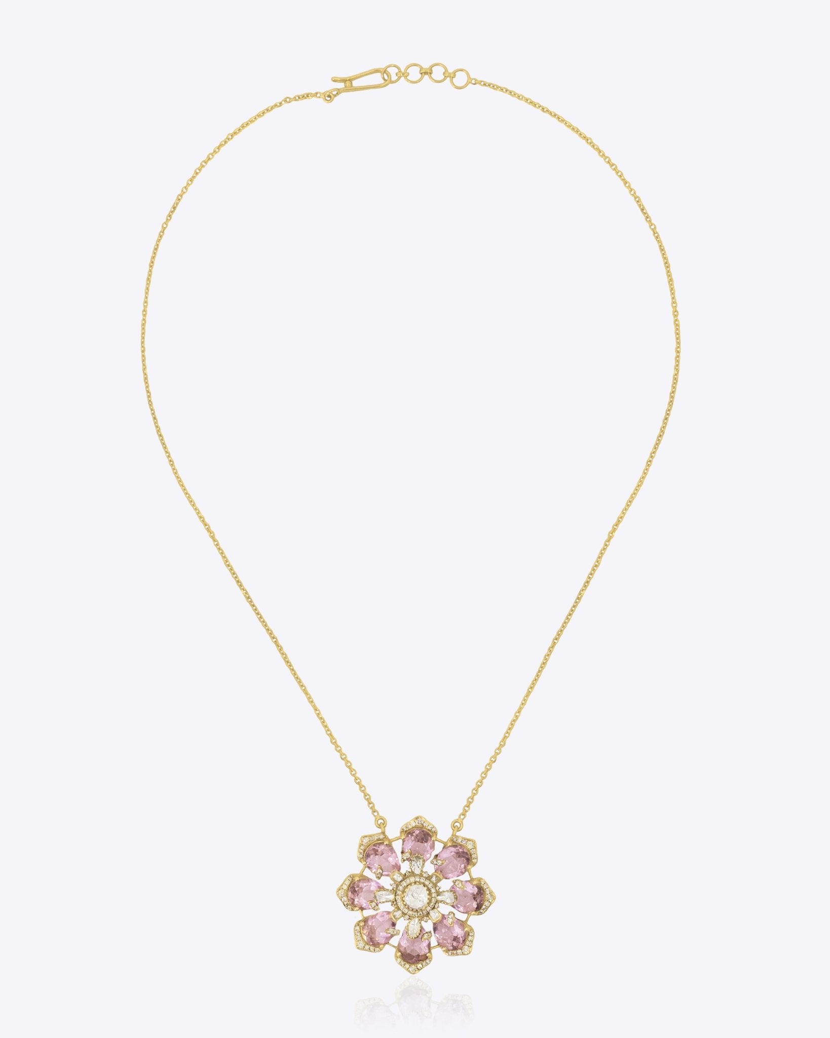14K gold floral pendant minimal modern Polki fine jewellery design