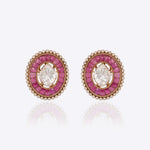 Scarlet Spark Polki Earrings in 14K gold with deep maroon gemstone accents