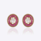 Scarlet Spark Polki Earrings in 14K gold with deep maroon gemstone accents