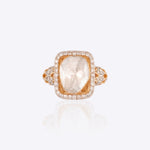 18K gold Ornate Polki Ring with an uncut diamond and intricate engravings.