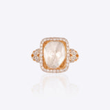 18K gold Ornate Polki Ring with an uncut diamond and intricate engravings.