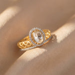 18K gold Polki Moonlit Ring with diamonds inspired by moonlight.