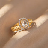 18K gold Polki Moonlit Ring with diamonds inspired by moonlight.