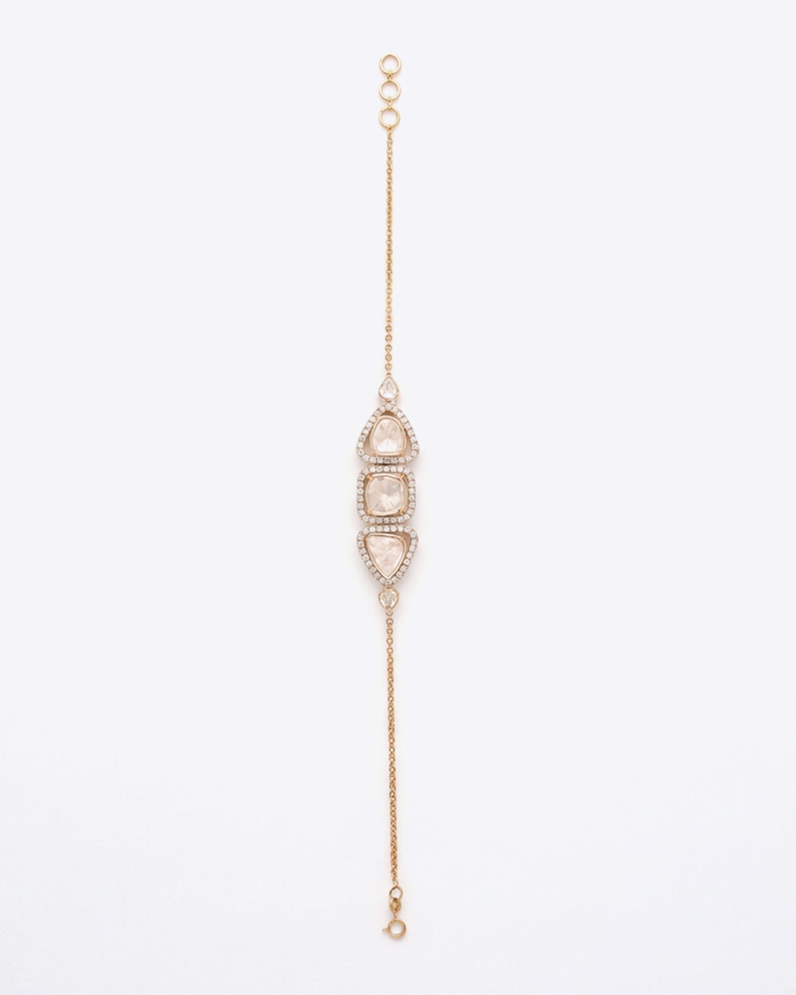 14K gold minimalist bracelet with Polki diamonds