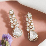 Talia Polki Diamond Earrings in 14k gold with cascading Polki and a teardrop centrepiece.