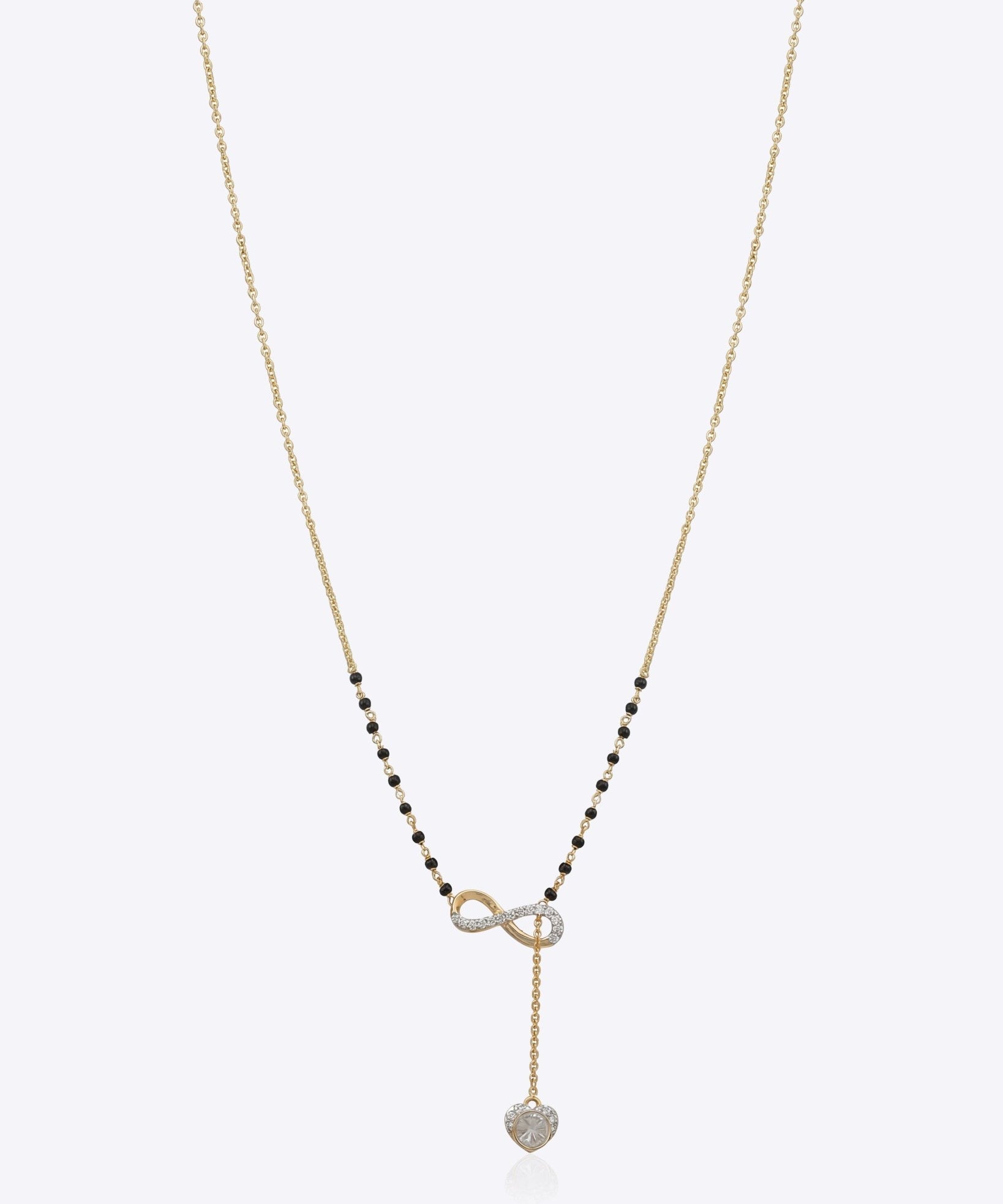 14K gold mangalsutra with a loop design and onyx detailing