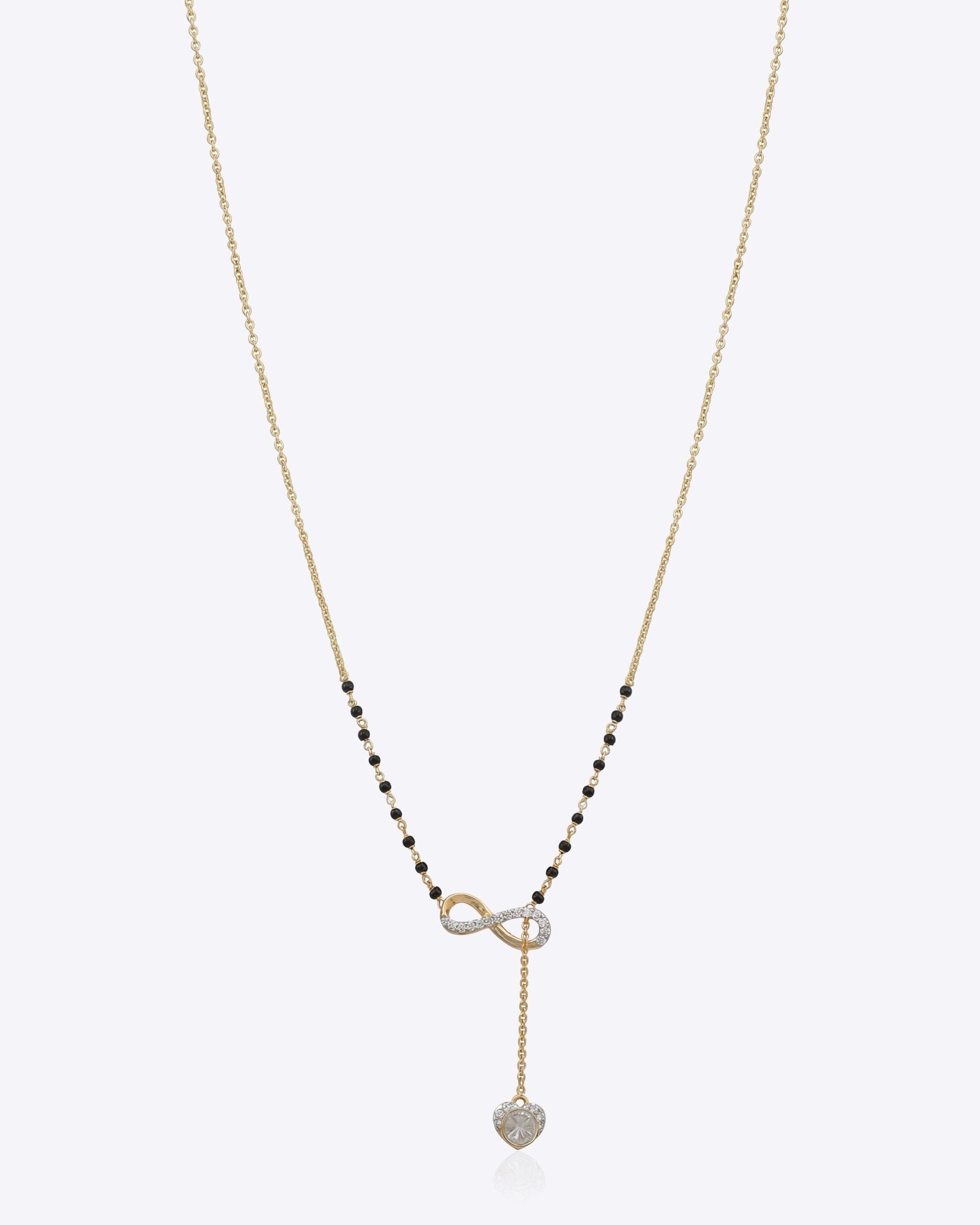 14K gold mangalsutra with a loop design and onyx detailing