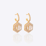 18K gold hoop earrings with Polki and geometric detailing