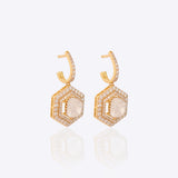 18K gold hoop earrings with Polki and geometric detailing