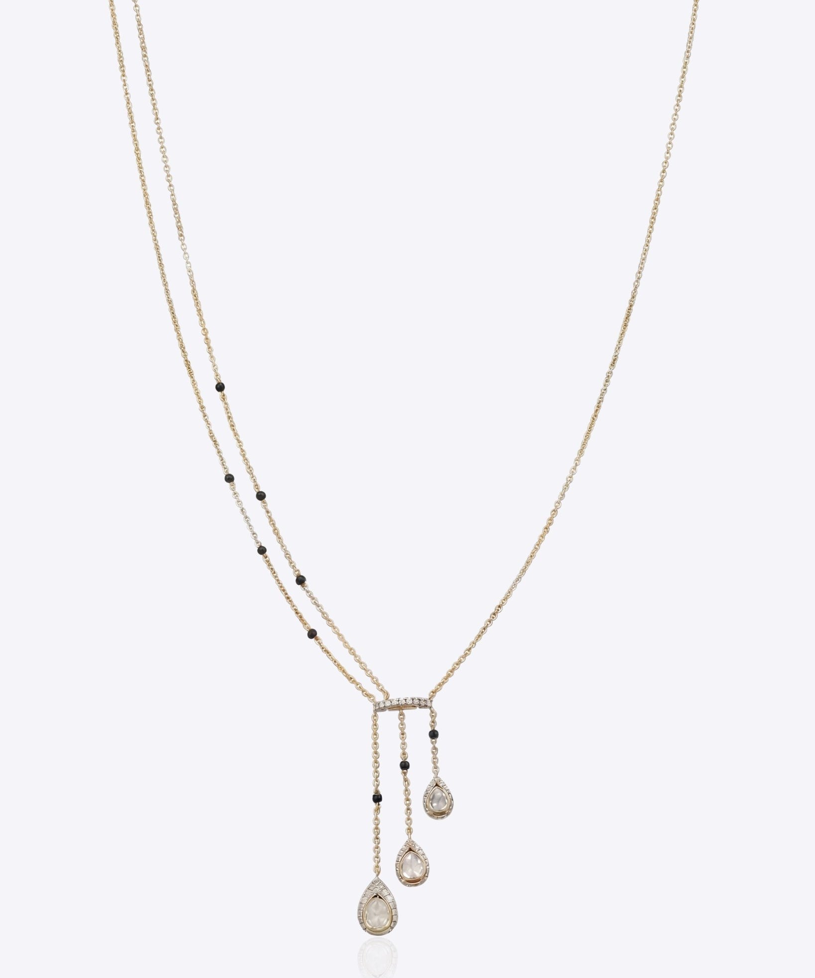 Rhythm Polki Mangalsutra in 14k gold with a linear Polki drop accent