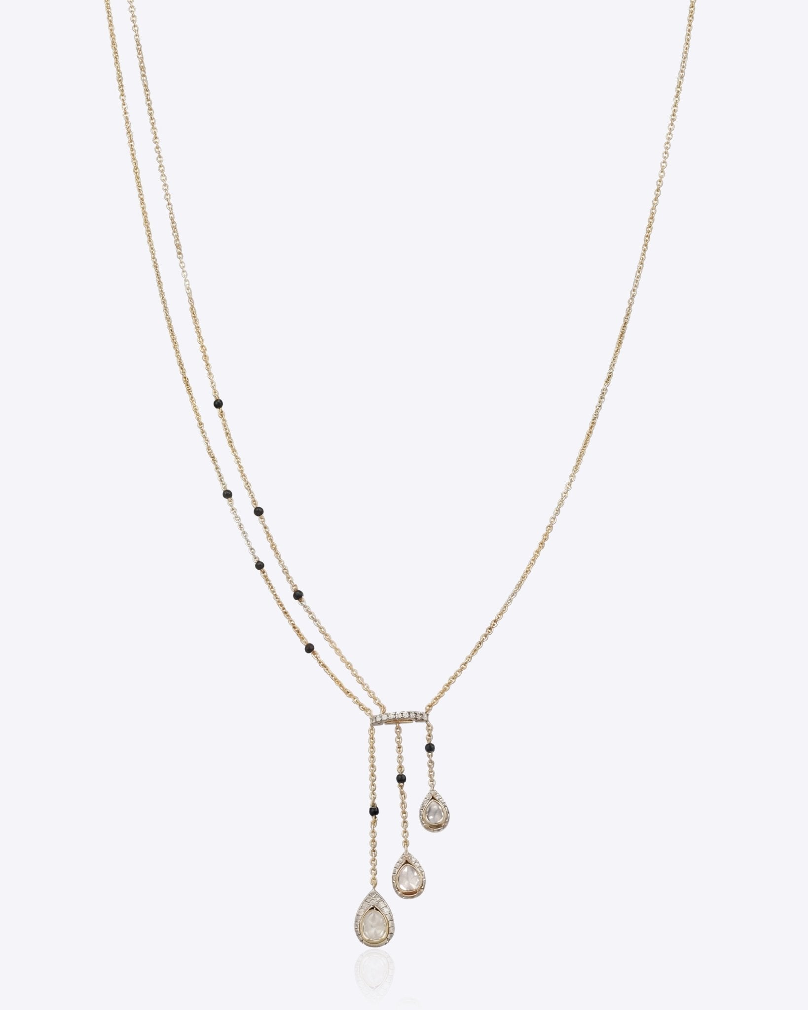 Rhythm Polki Mangalsutra in 14k gold with a linear Polki drop accent