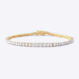 14k gold tennis bracelet with a continuous row of diamonds