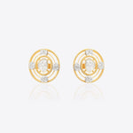 14K gold earrings with textured circular detailing and sparkling Polki diamonds