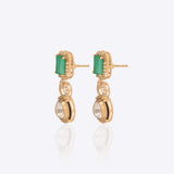 Emerald Aura Polki Diamond Earrings
