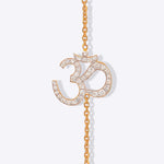 Veer Diamond Bracelet in 14K gold with Om motif and Polki diamond detailing.