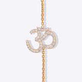 Veer Diamond Bracelet in 14K gold with Om motif and Polki diamond detailing.