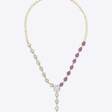 14k gold Petalina Polki Necklace with a blush pink stone and radiant Polki.