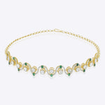 14K gold necklace with Polki set along zigzag curves