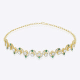 14K gold necklace with Polki set along zigzag curves